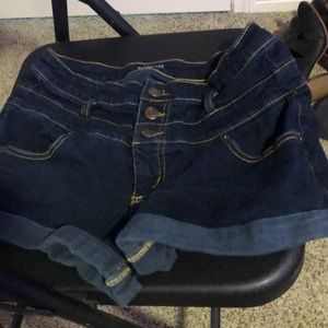 denim high rise shorts